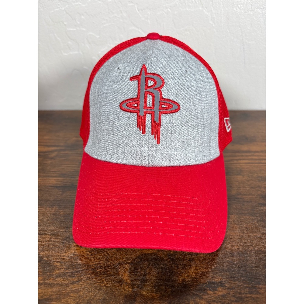 New Era Houston Rockets 39THIRTY Hat Mens Small-Medium Red Gray NBA Stretch‎ Fit